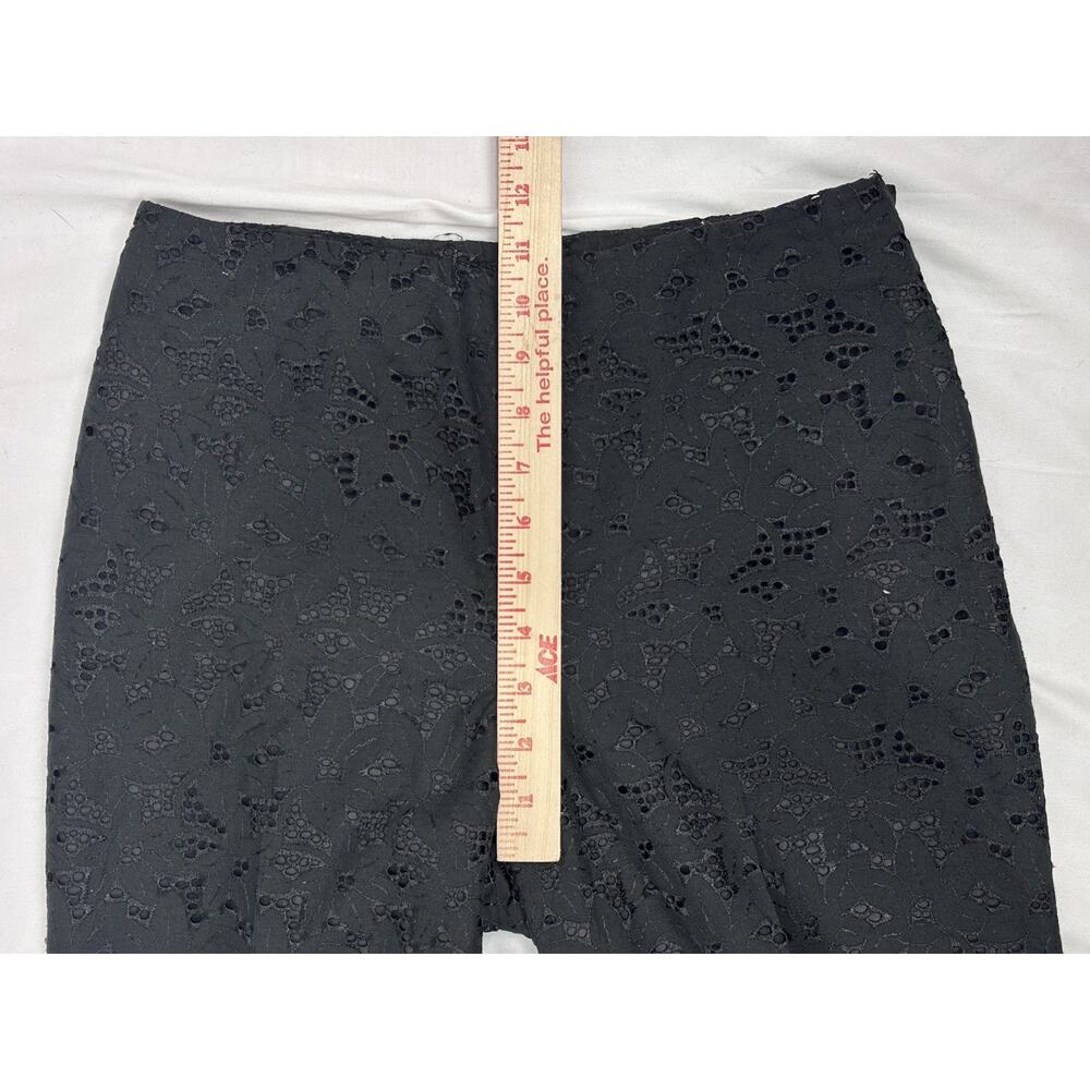 Willi Smith Women’s Black Eyelet Lace Cropped Pants Size 6 Coquette Feminine - Picture 2 of 8